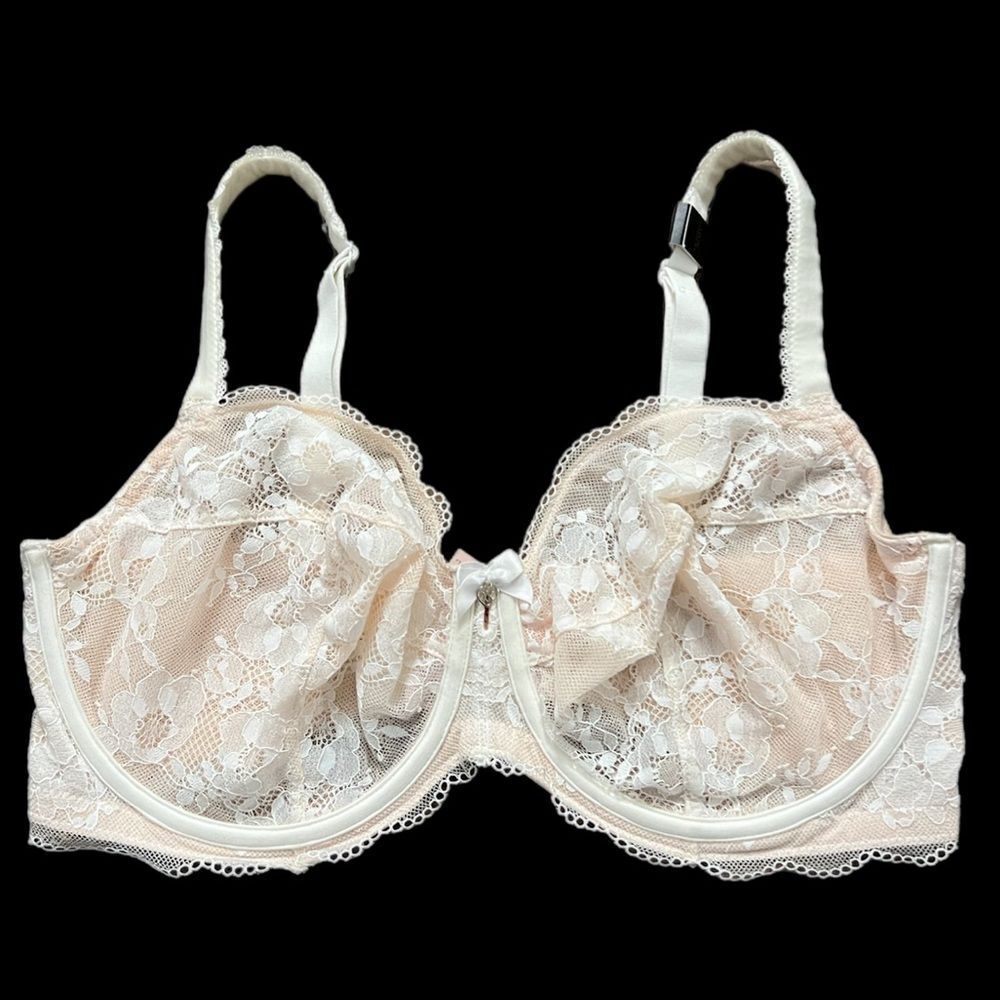 Victoria’s Secret Body By Victorias Floral Lace Unlined Demi Bra White 34b